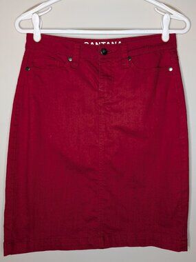 Santana Stretch Denim Red Pencil Skirt Size 6